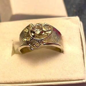 Vintage 14k White Gold Plated Ring Size 7